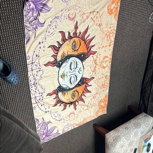 Sun and Moon Tapestry - Orange, Purple, Cream